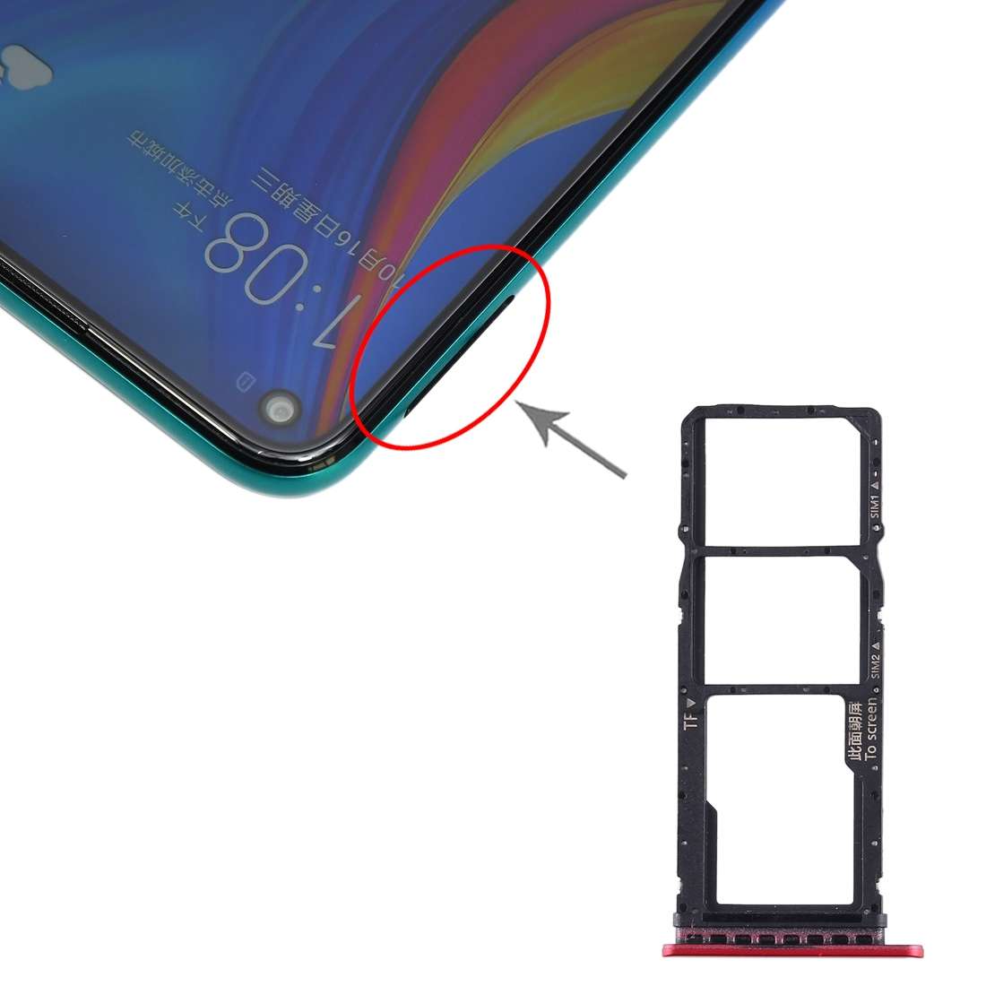 SIM Card Tray + SIM Card Tray + Micro SD Card Tray for Huawei Enjoy 10 / Honor Play 3 (Black)