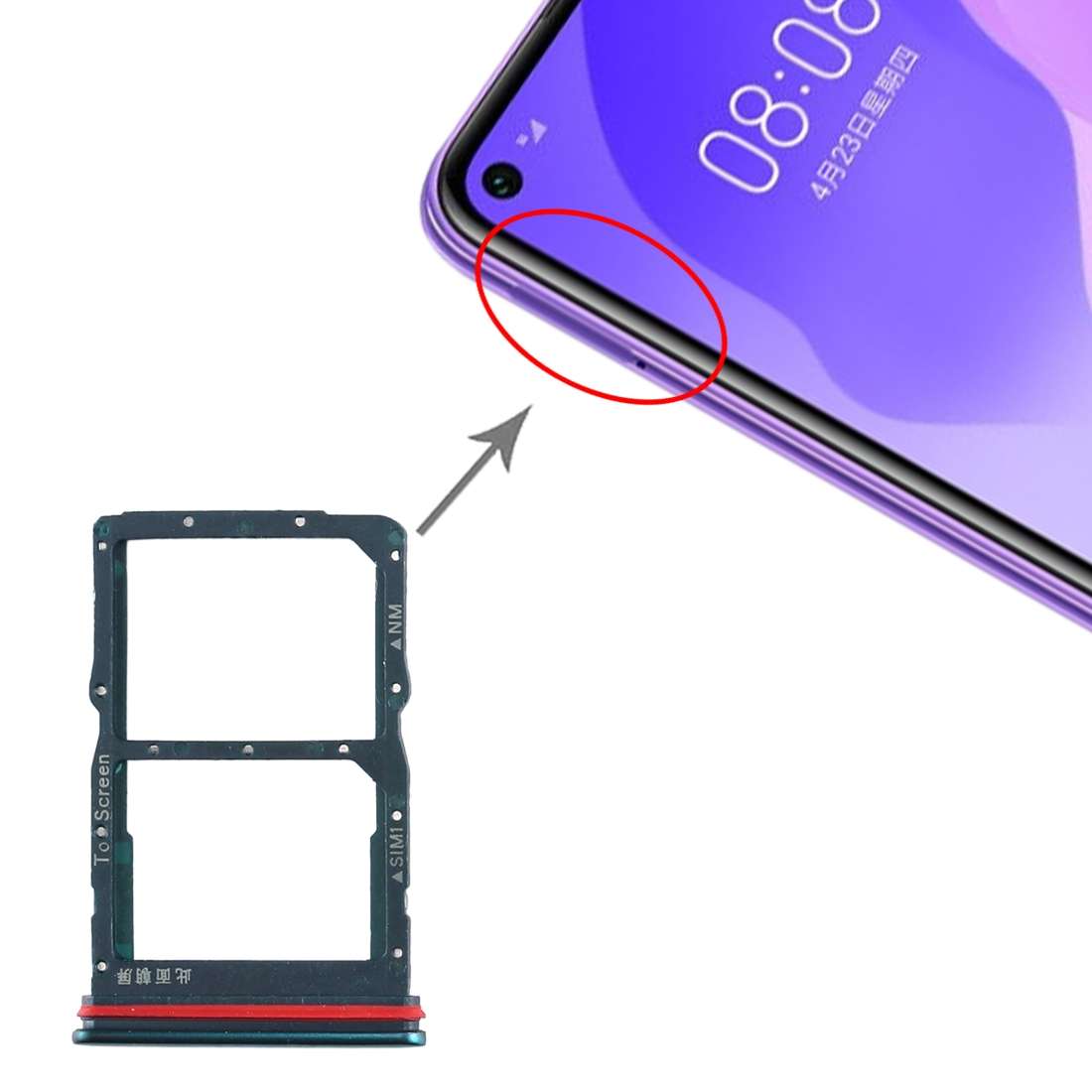 SIM Card Tray + NM Card Tray for Huawei Honor 30S / Nova 7 SE (Black)