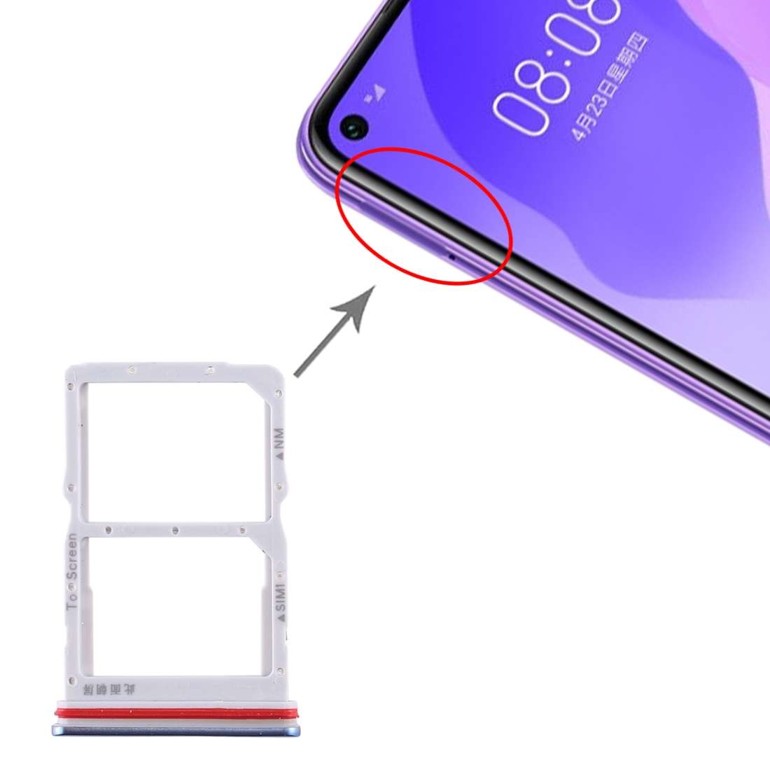 SIM Card Tray + NM Card Tray for Huawei Honor 30S / Nova 7 SE (Black)