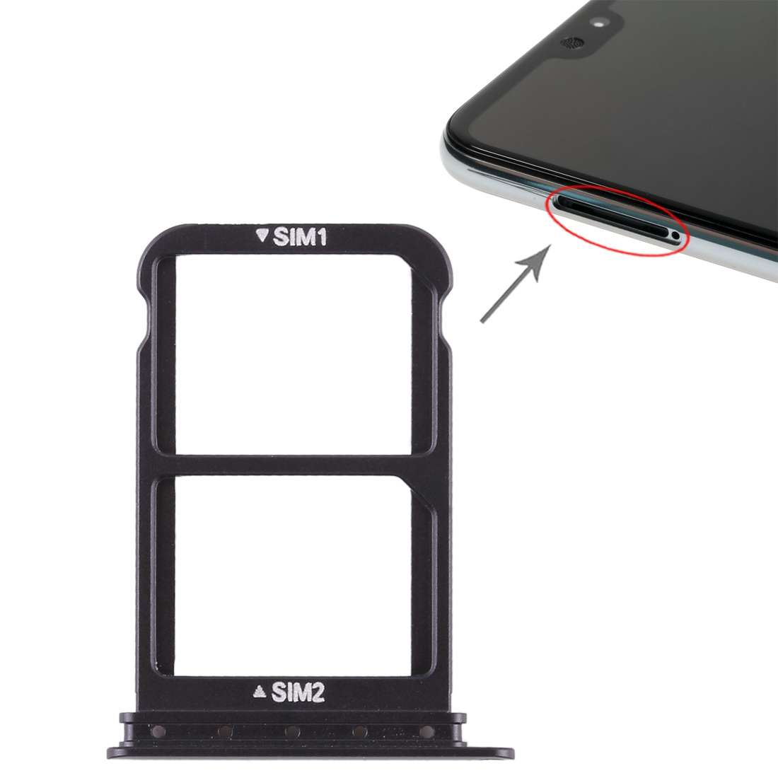 SIM Card Tray + SIM Card Tray for Huawei P20 Pro (Black)