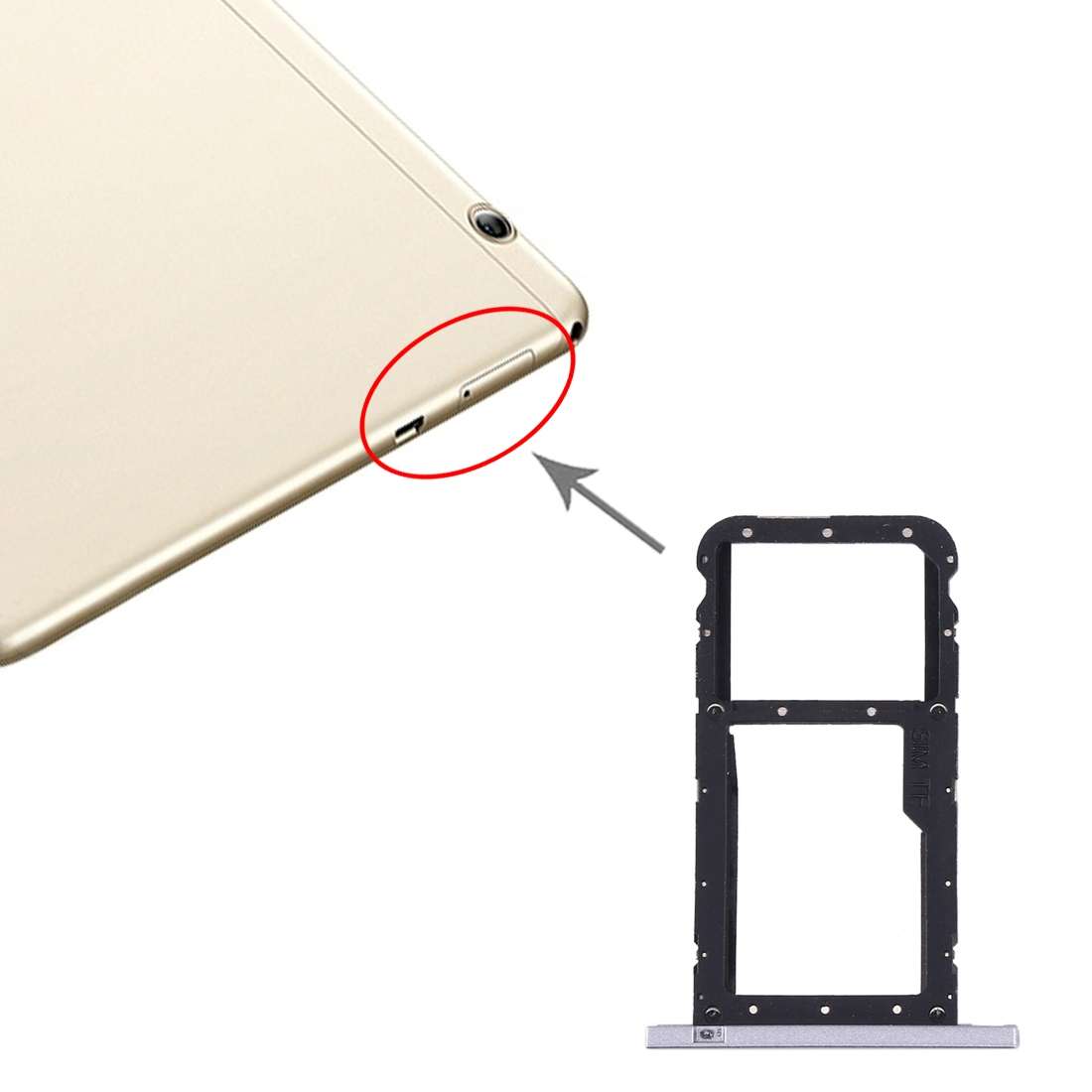 SIM Card Tray + Micro SD Card Tray for Huawei Honor Play Pad 2(9.6 inch)(Gold)