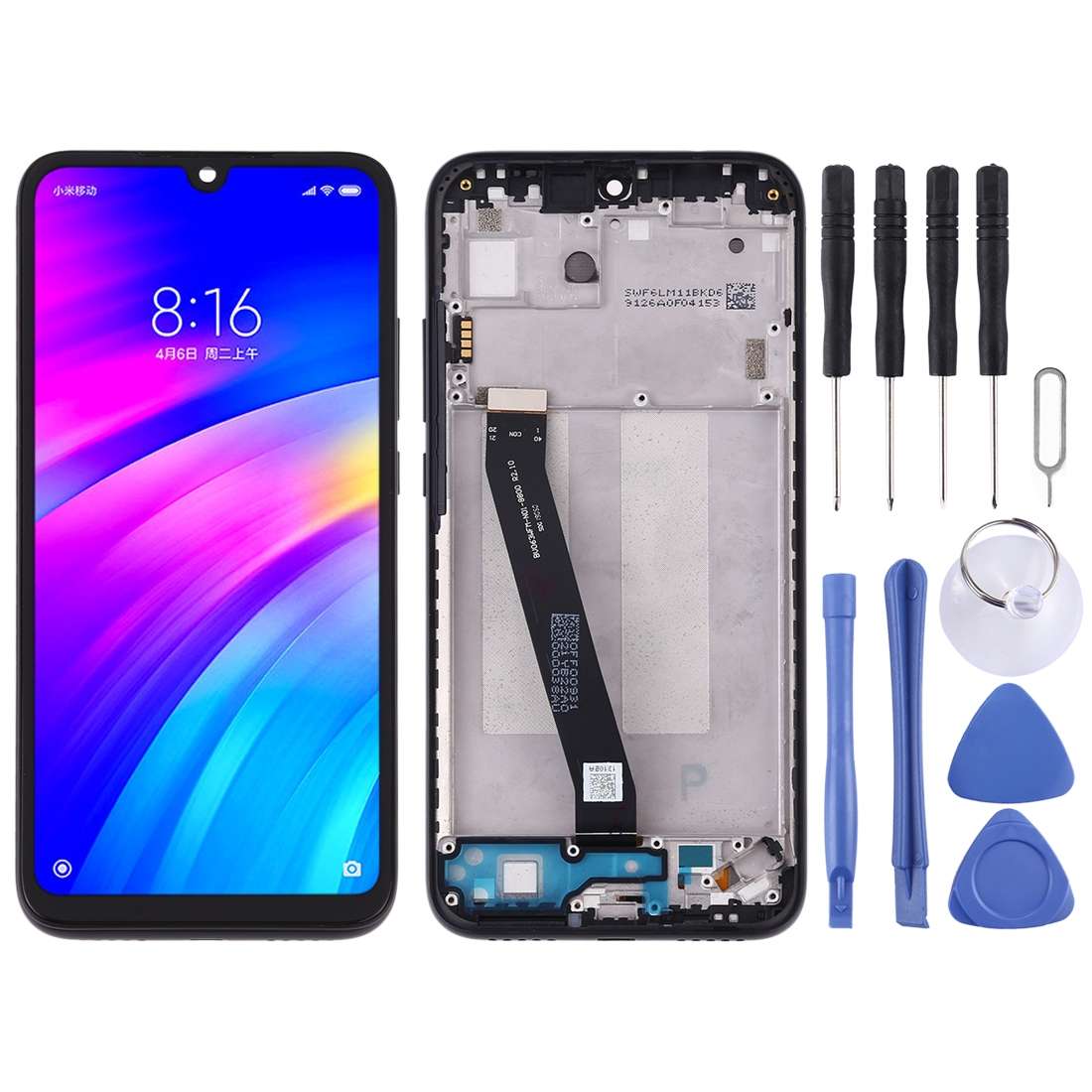 TFT LCD Screen for Xiaomi Redmi 7 Digitizer Full Assembly with Frame(Black)