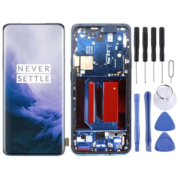 For OnePlus 7 Pro LCD Screen Digitizer Full Assembly with Frame (Blue)