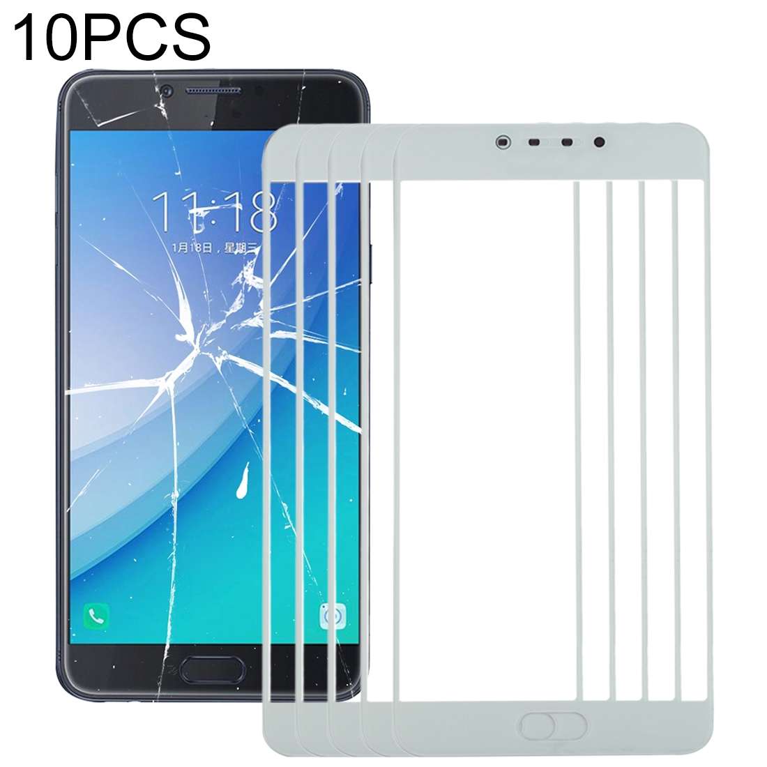 For Samsung Galaxy C7 Pro / C701 10pcs Front Screen Outer Glass Lens (Black)