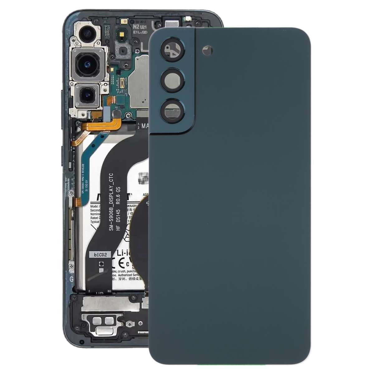 For Samsung Galaxy S22+ 5G SM-S906B Battery Back Cover with Camera Lens Frame (Black)