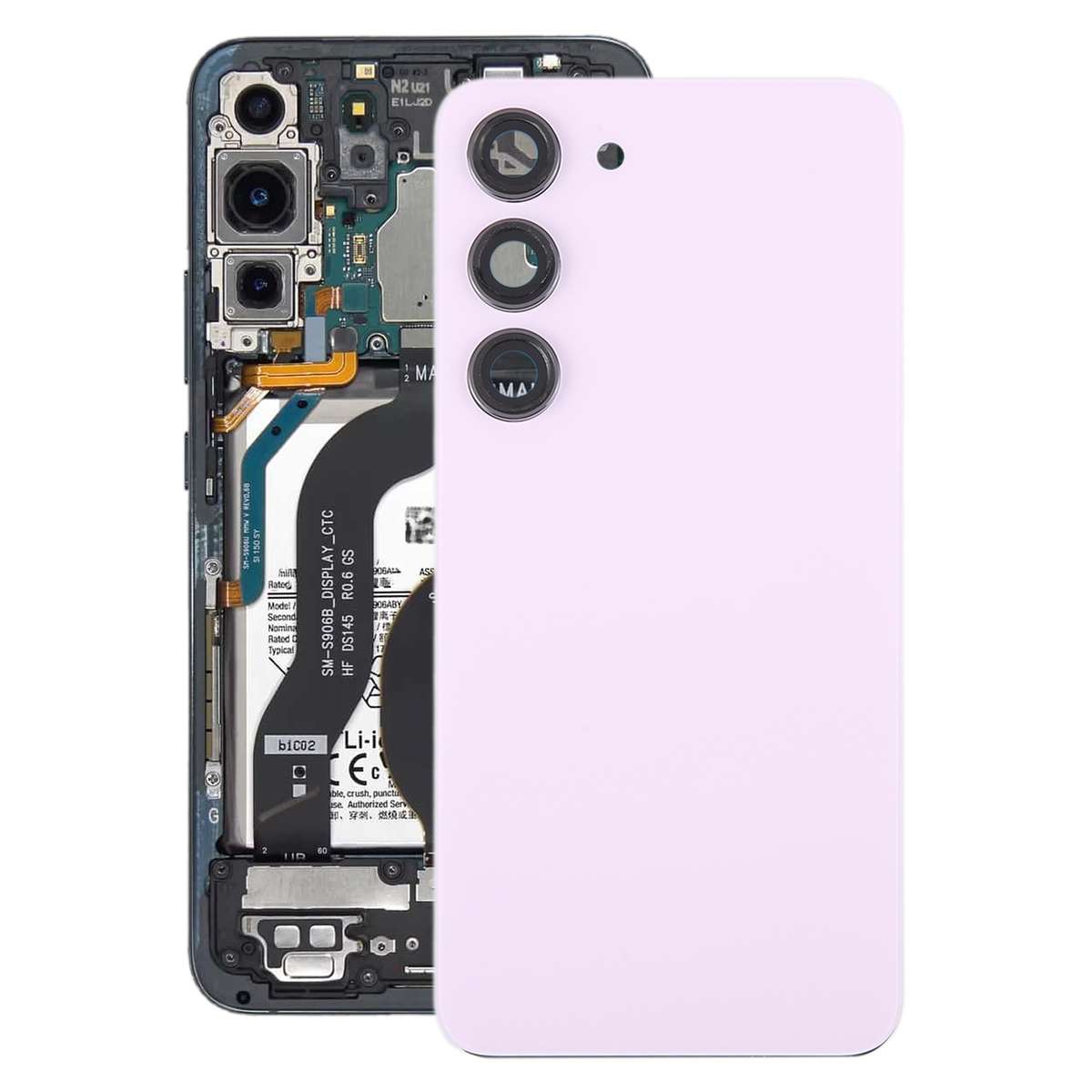 For Samsung Galaxy S23 SM-S911B OEM Glass Battery Back Cover with Camera Lens Frame(Black)