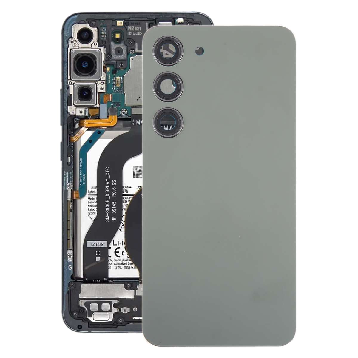 For Samsung Galaxy S23 SM-S911B OEM Glass Battery Back Cover with Camera Lens Frame(Black)