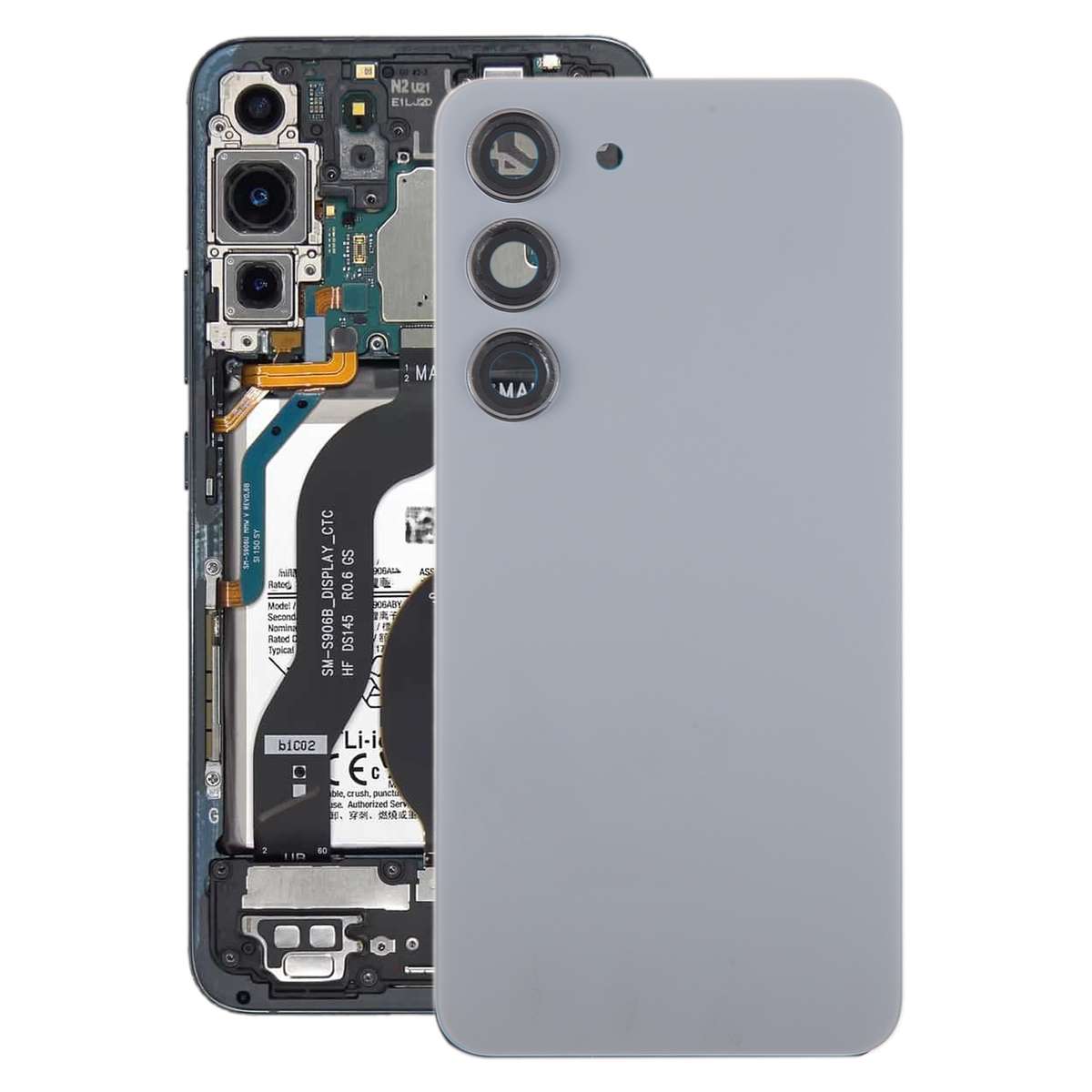 For Samsung Galaxy S23 SM-S911B OEM Glass Battery Back Cover with Camera Lens Frame(Black)