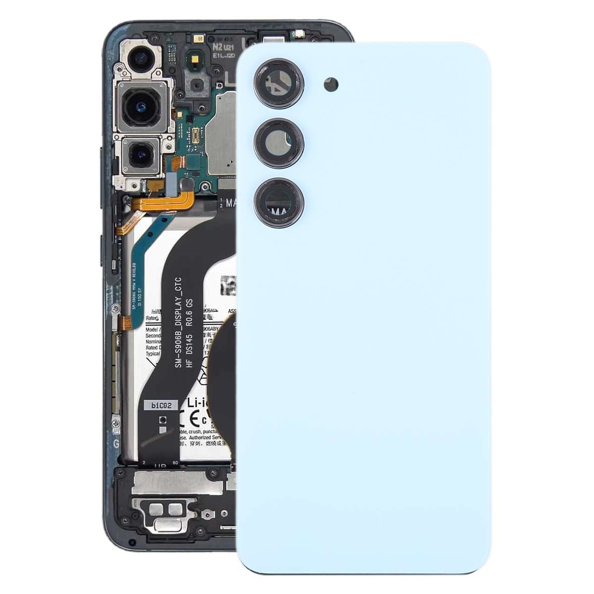 For Samsung Galaxy S23 SM-S911B OEM Glass Battery Back Cover with Camera Lens Frame(Black)