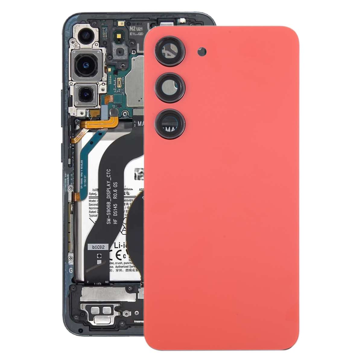 For Samsung Galaxy S23 SM-S911B OEM Glass Battery Back Cover with Camera Lens Frame(Black)