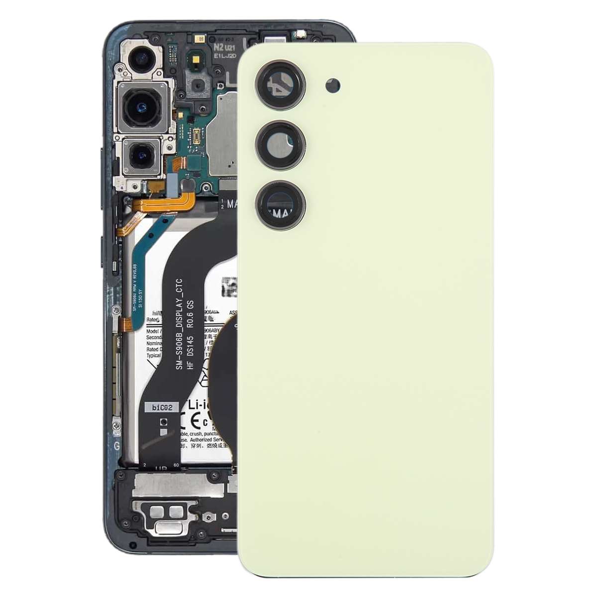 For Samsung Galaxy S23 SM-S911B OEM Glass Battery Back Cover with Camera Lens Frame(Black)