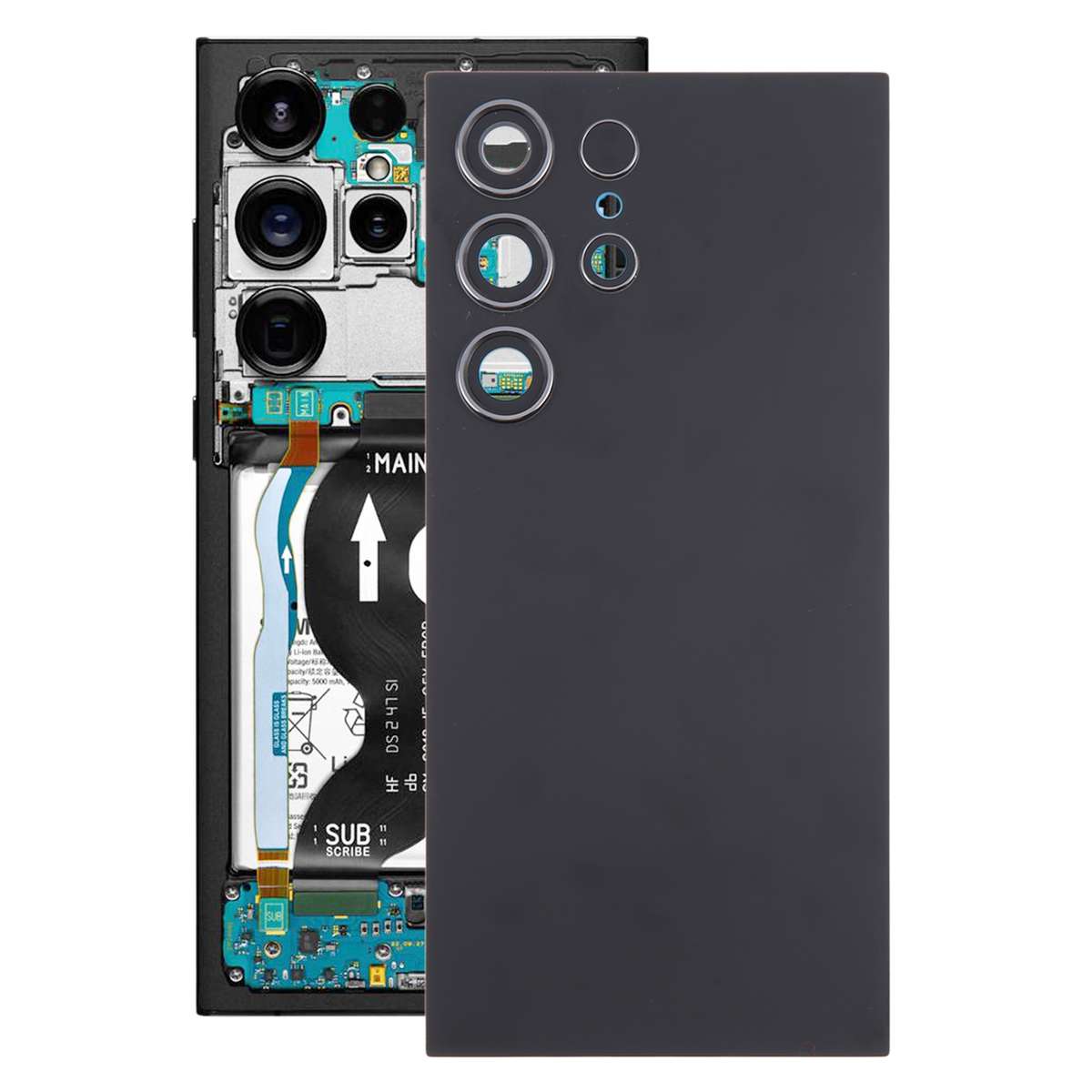 For Samsung Galaxy S24 Ultra SM-S928B OEM Battery Back Cover with Camera Lens Frame(Black)
