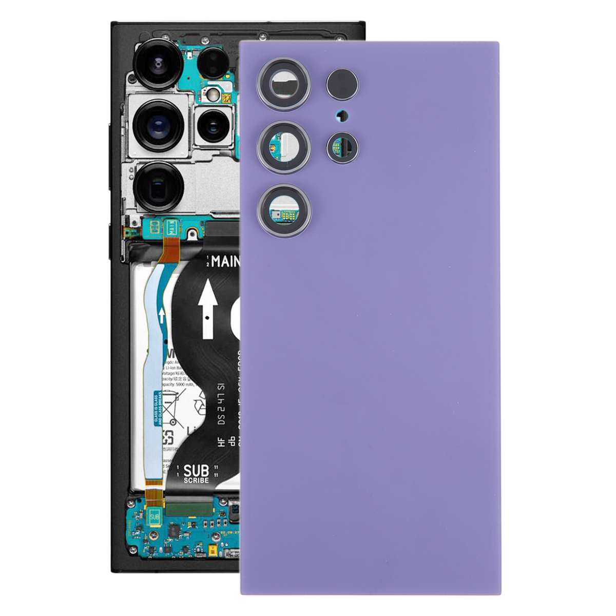 For Samsung Galaxy S24 Ultra SM-S928B OEM Battery Back Cover with Camera Lens Frame(Black)