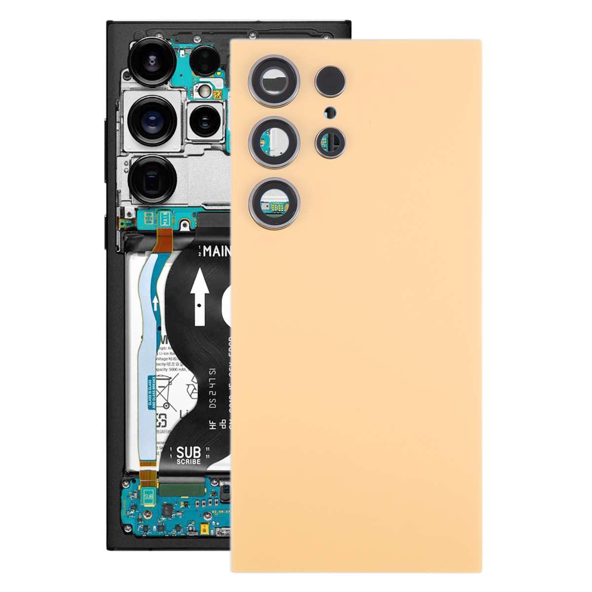 For Samsung Galaxy S24 Ultra SM-S928B OEM Battery Back Cover with Camera Lens Frame(Black)