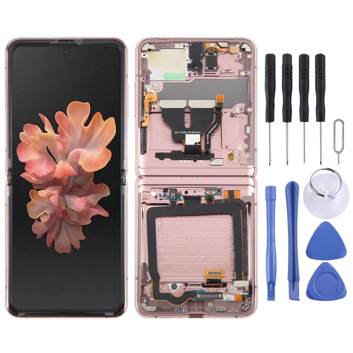 For Samsung Galaxy Z Flip 5G SM-F707 LCD Screen Digitizer Full Assembly with Frame (Pink)