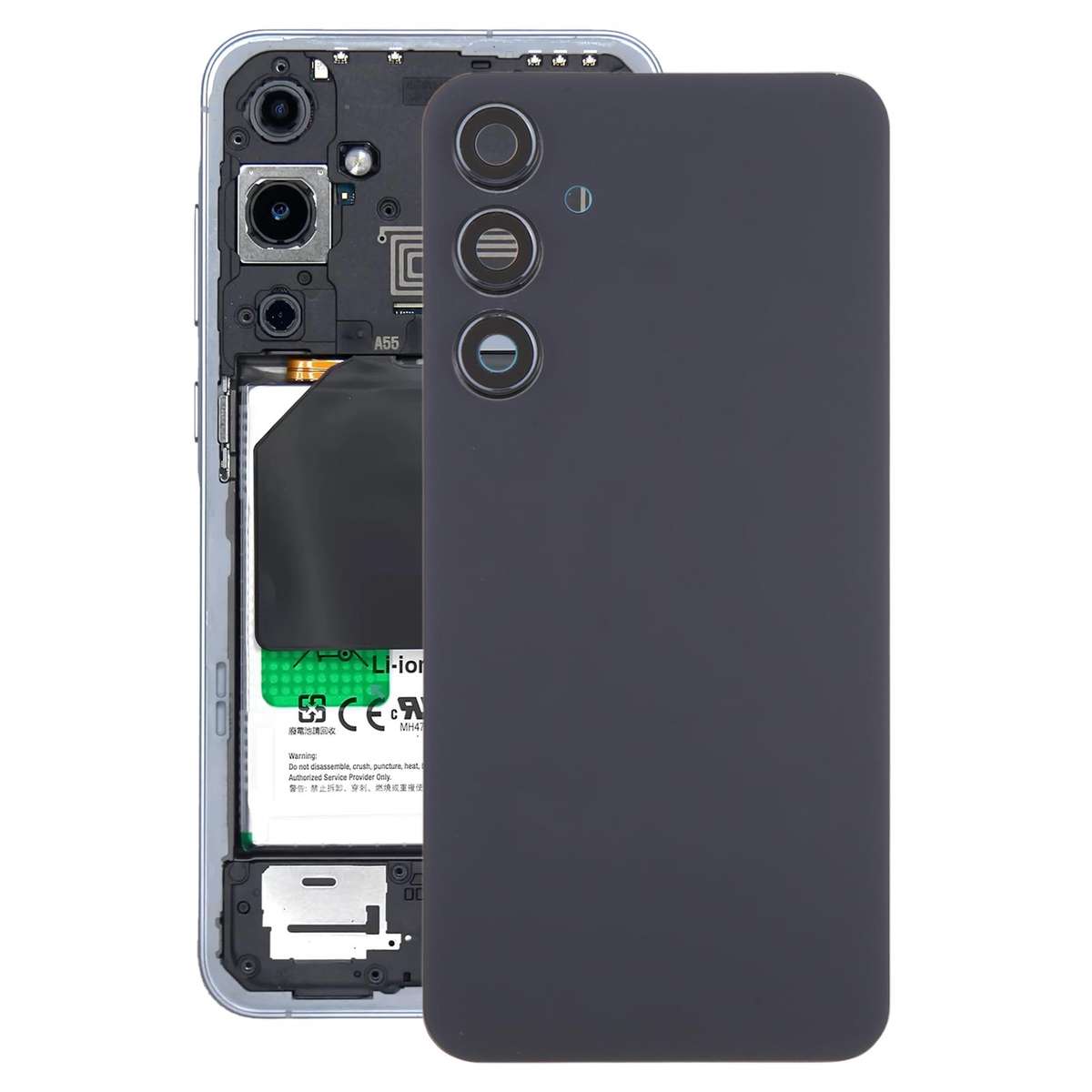 For Samsung Galaxy A55 SM-A556B OEM Battery Back Cover with Camera Lens Frame(Black)