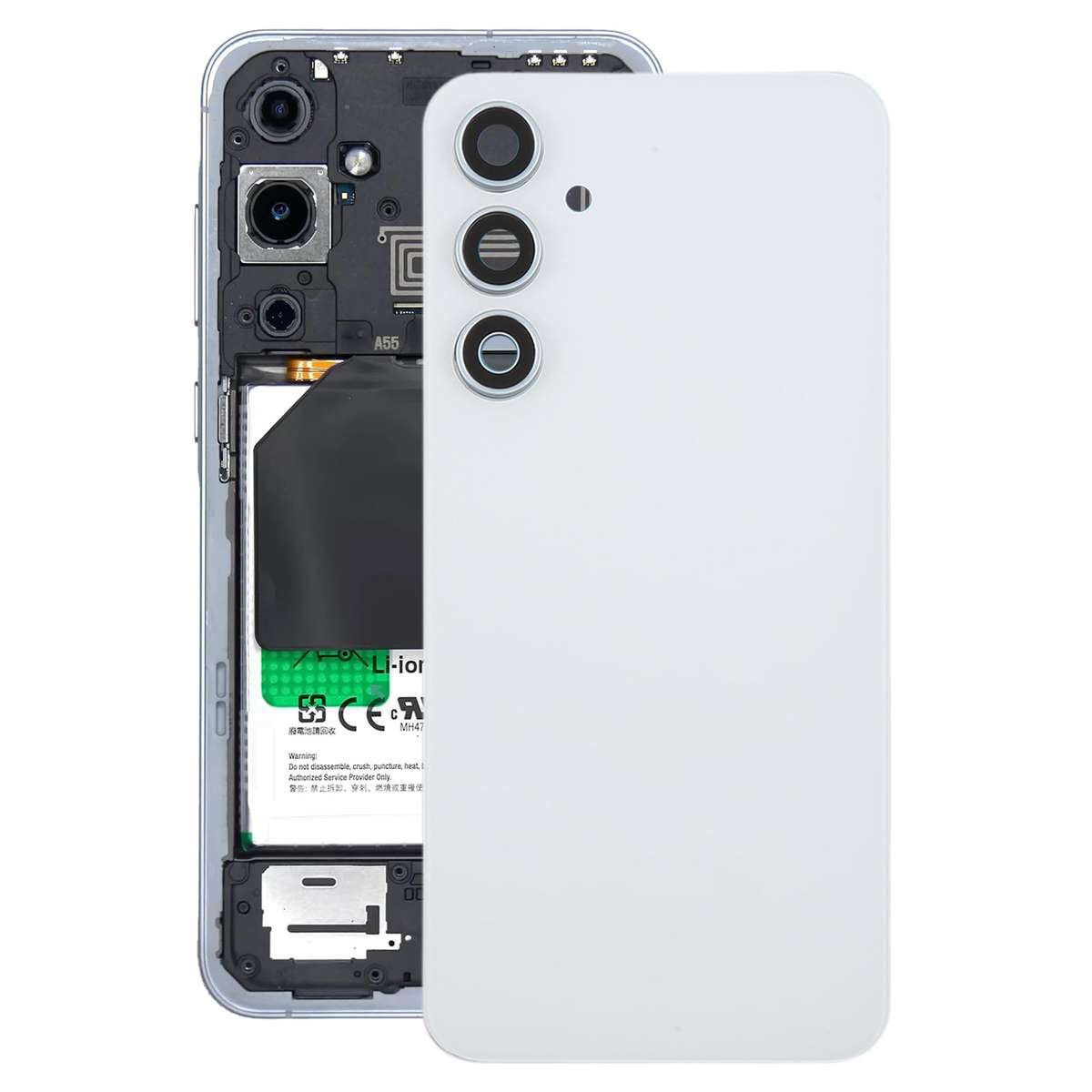 For Samsung Galaxy A55 SM-A556B OEM Battery Back Cover with Camera Lens Frame(Black)