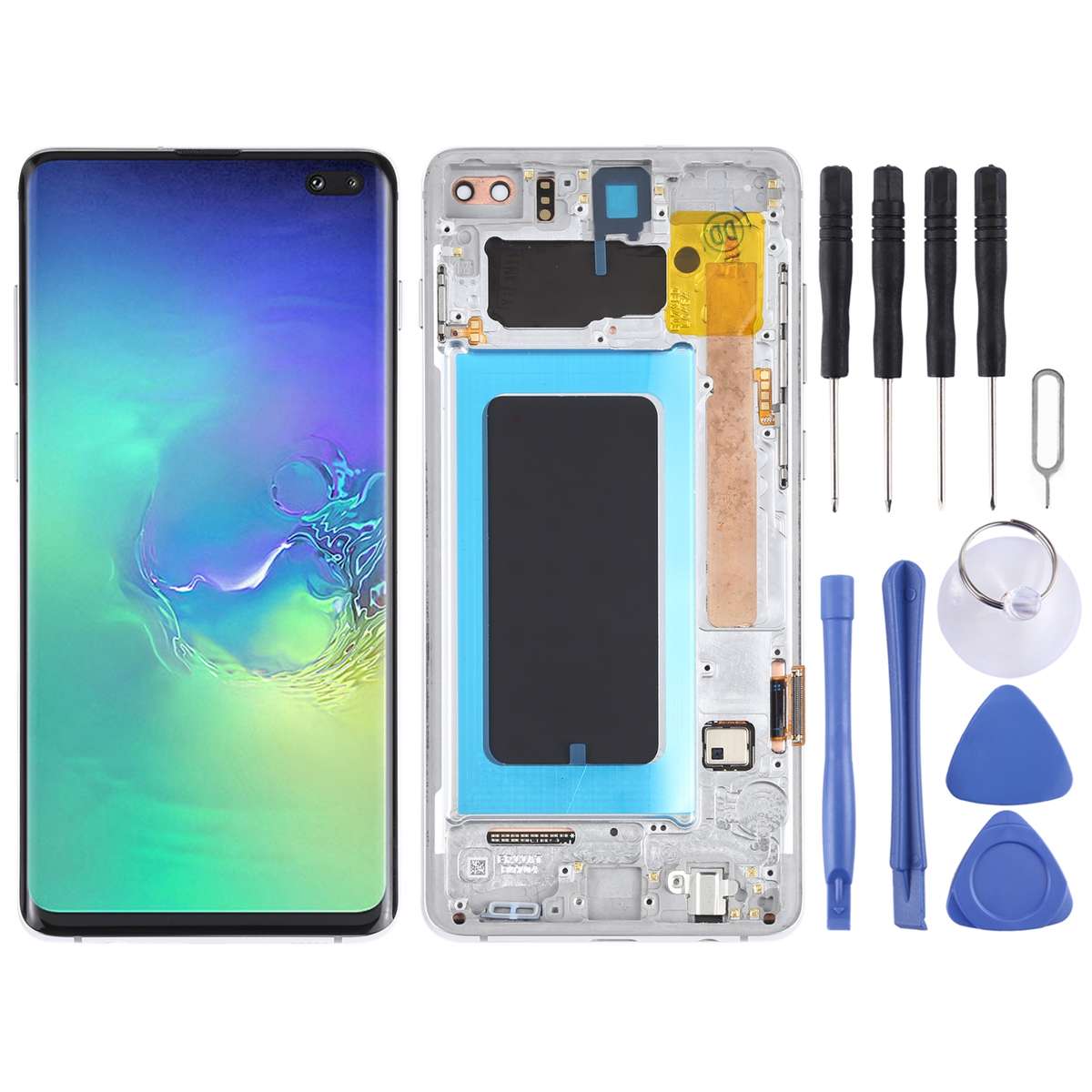 Original Super AMOLED LCD Screen for Samsung Galaxy S10+ Digitizer Full Assembly with Frame (Black)