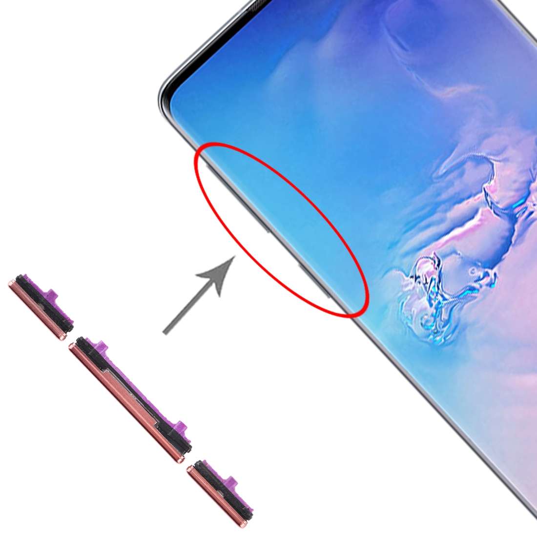 For Galaxy S10 / Galaxy S10+ 10 Set Side Keys(Black)
