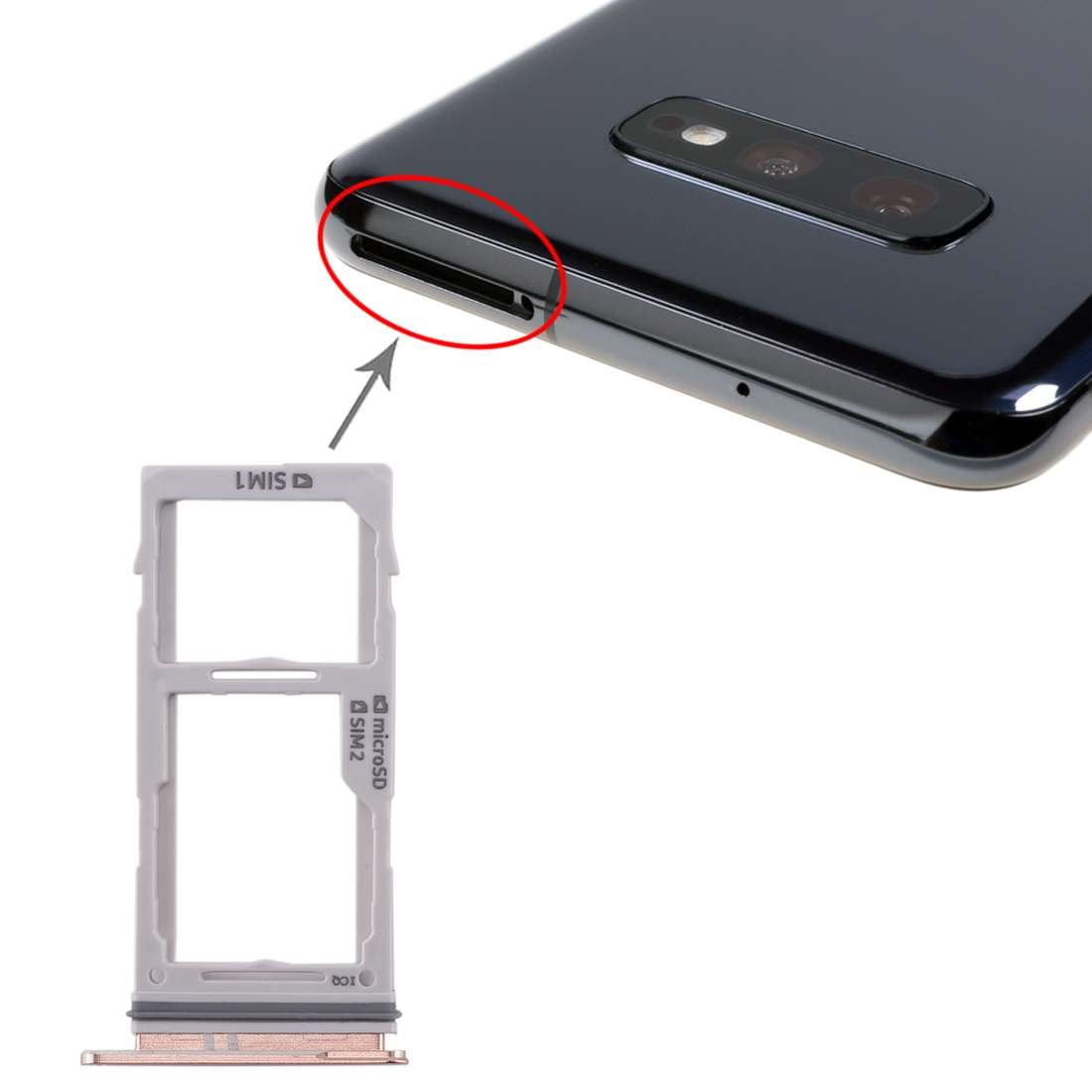 For Galaxy S10+ / S10 / S10e SIM Card Tray + SIM Card Tray / Micro SD Card Tray (Black)