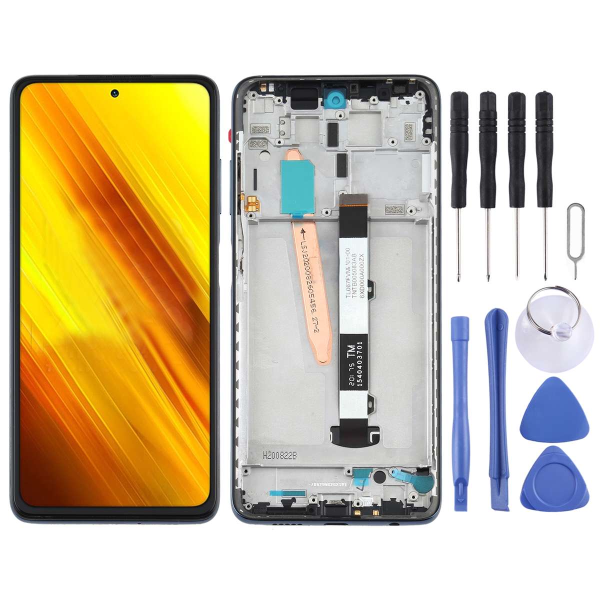 Original LCD Screen for Xiaomi Poco X3 NFC / Poco X3 Digitizer Full Assembly with Frame(Black)