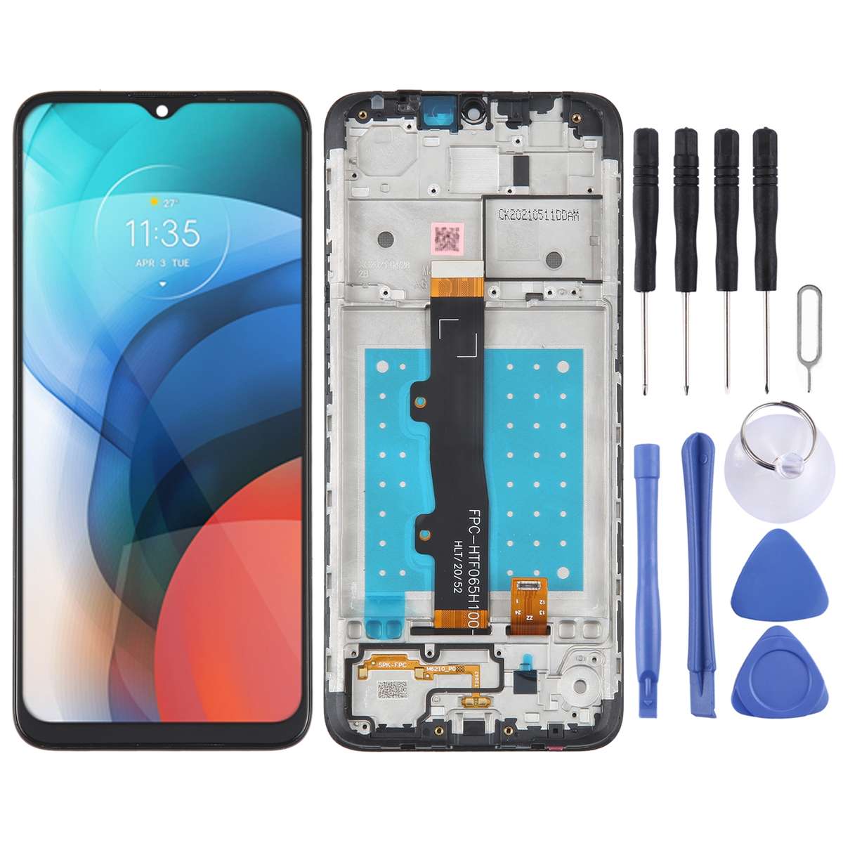 LCD Screen and Digitizer Full Assembly with Frame for Motorola Moto E7(Black)