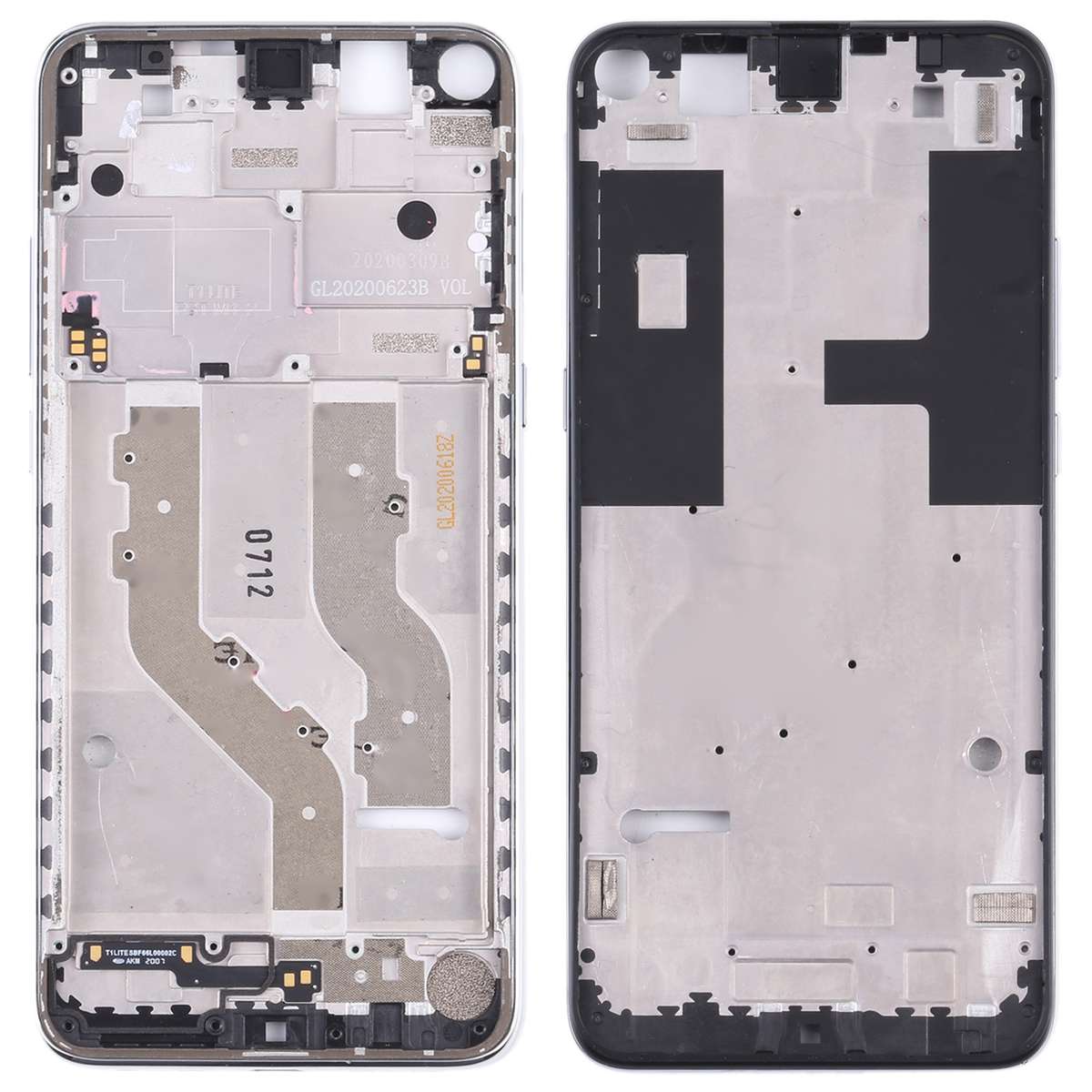 Original Front Housing LCD Frame Bezel Plate for TCL 10L / 10 Lite T770H, T770B (Black)