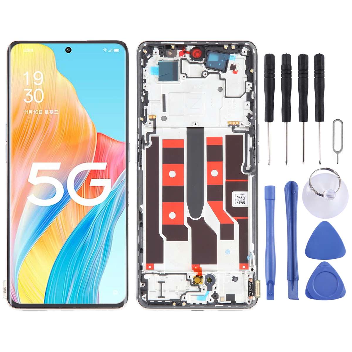 Original LCD Screen For OPPO A1 Pro Digitizer Full Assembly with Frame (Black)