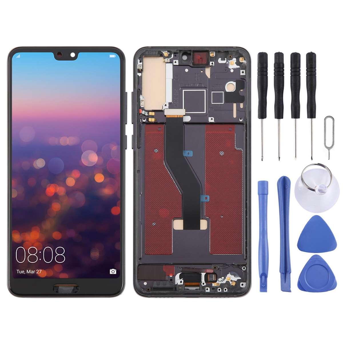 For Huawei P20 Pro TFT LCD Screen Digitizer Full Assembly with Frame(Black)
