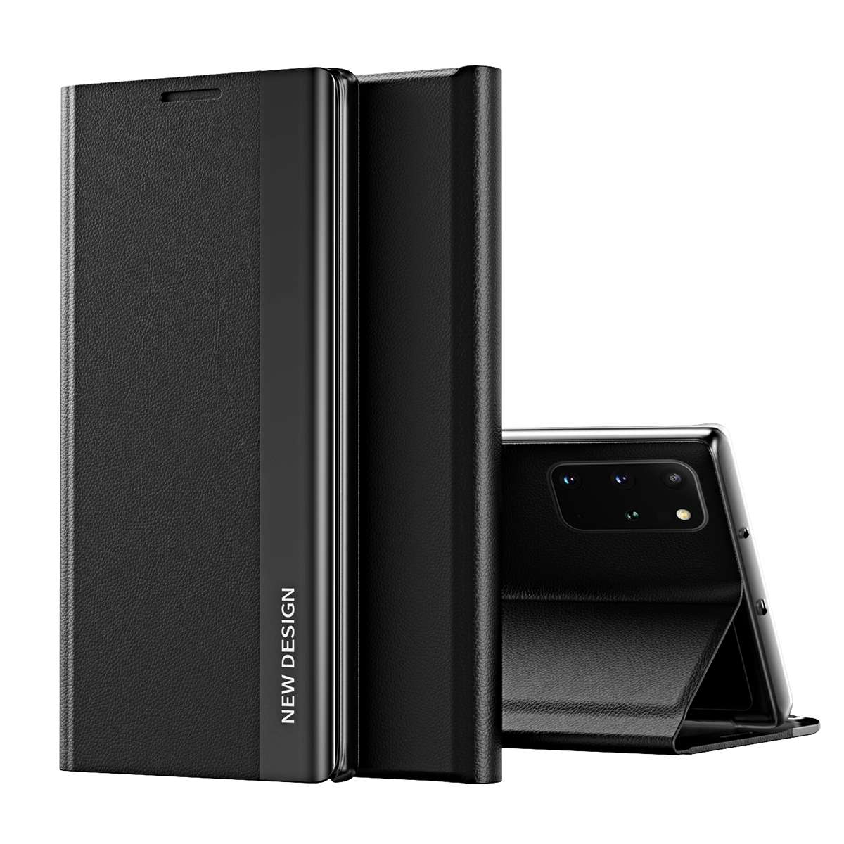 For Samsung Galaxy Note20 Side Electroplated Magnetic Ultra-Thin Horizontal Flip Leather Case with H