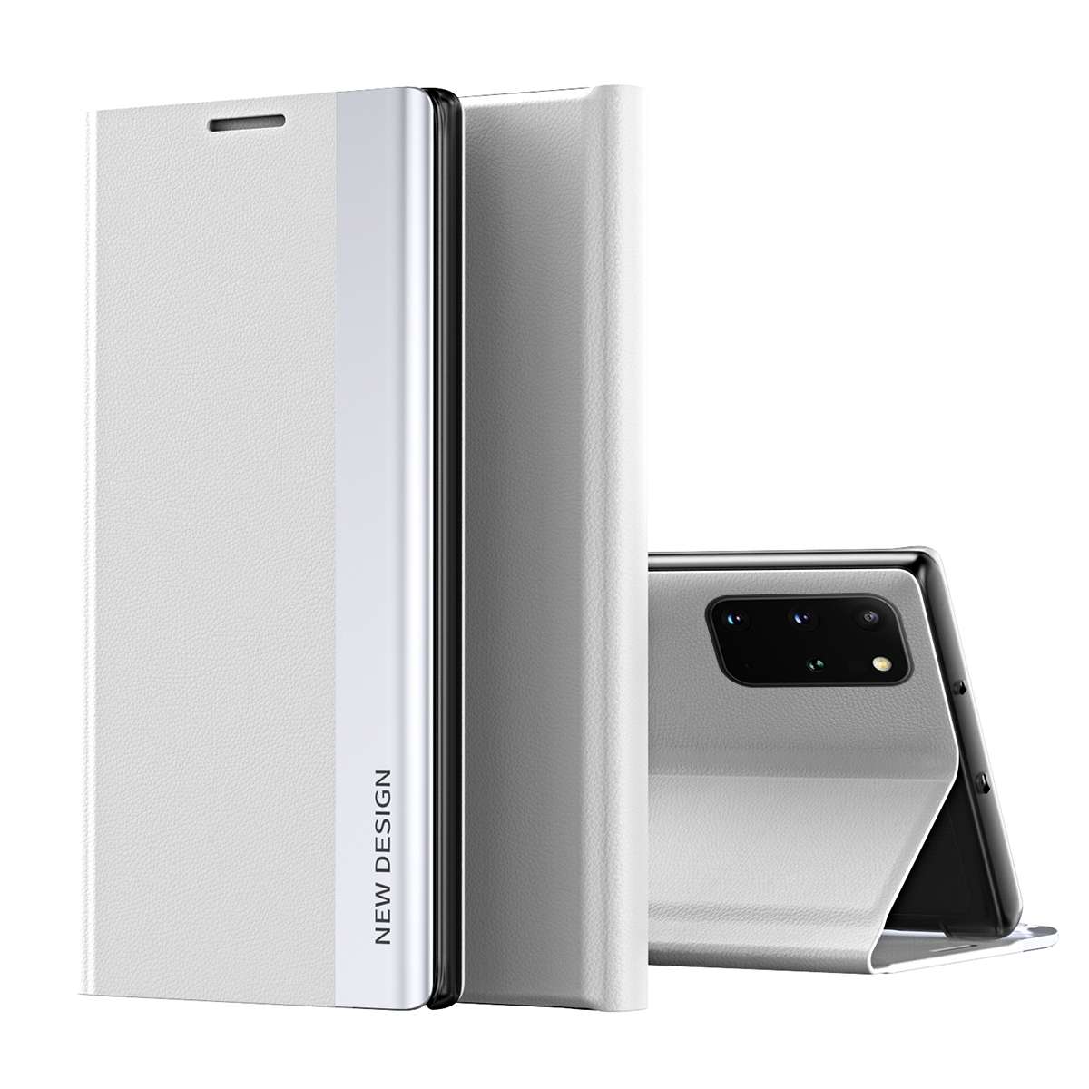 For Samsung Galaxy Note20 Side Electroplated Magnetic Ultra-Thin Horizontal Flip Leather Case with H