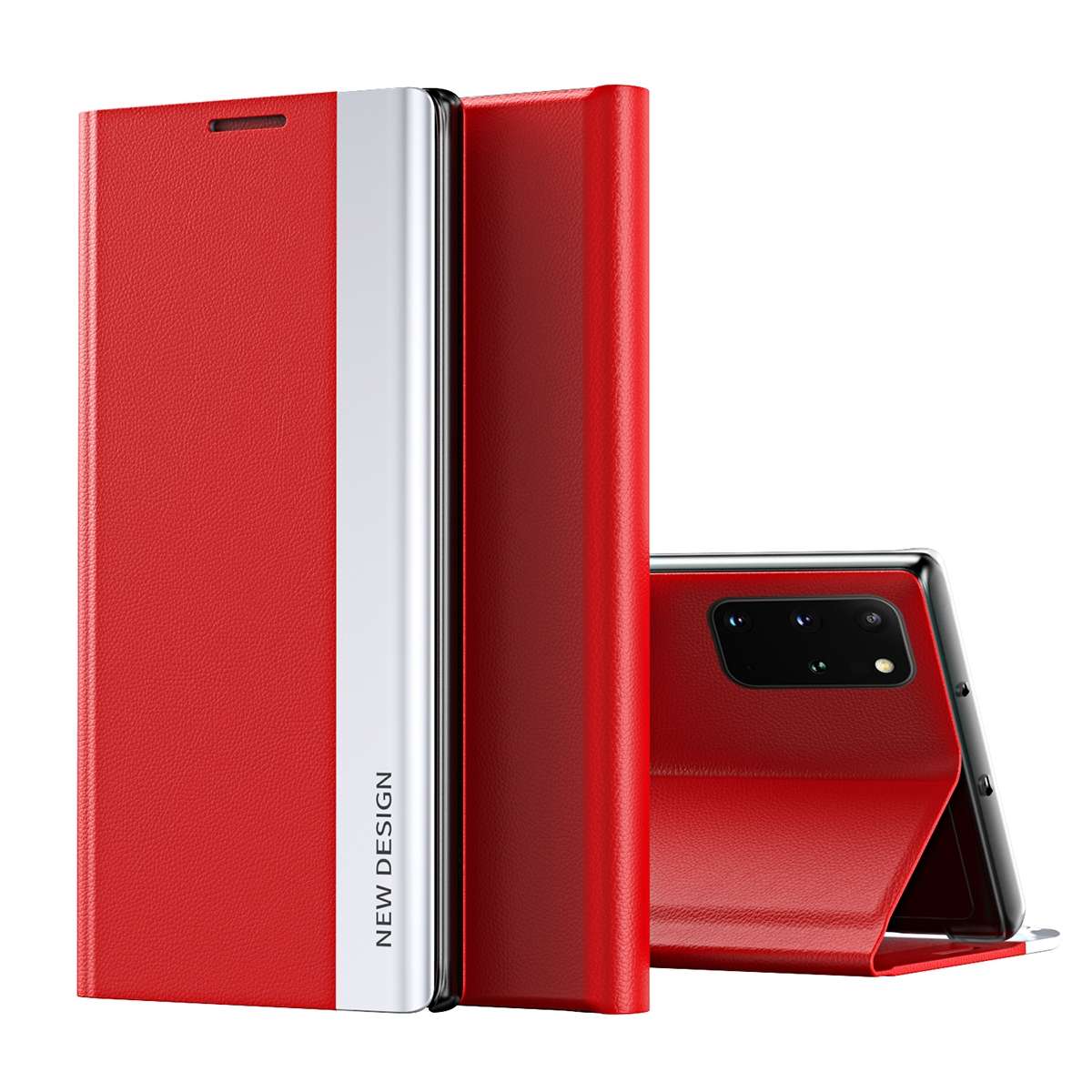 For Samsung Galaxy Note20 Side Electroplated Magnetic Ultra-Thin Horizontal Flip Leather Case with H