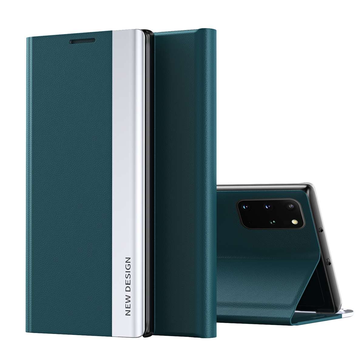 For Samsung Galaxy Note20 Side Electroplated Magnetic Ultra-Thin Horizontal Flip Leather Case with H