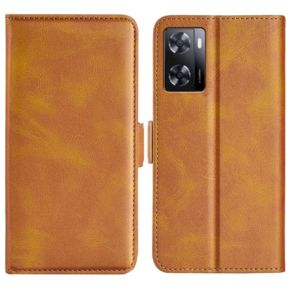For OPPO A57 4G Dual-side Magnetic Buckle Horizontal Flip Leather Phone Case(Black)