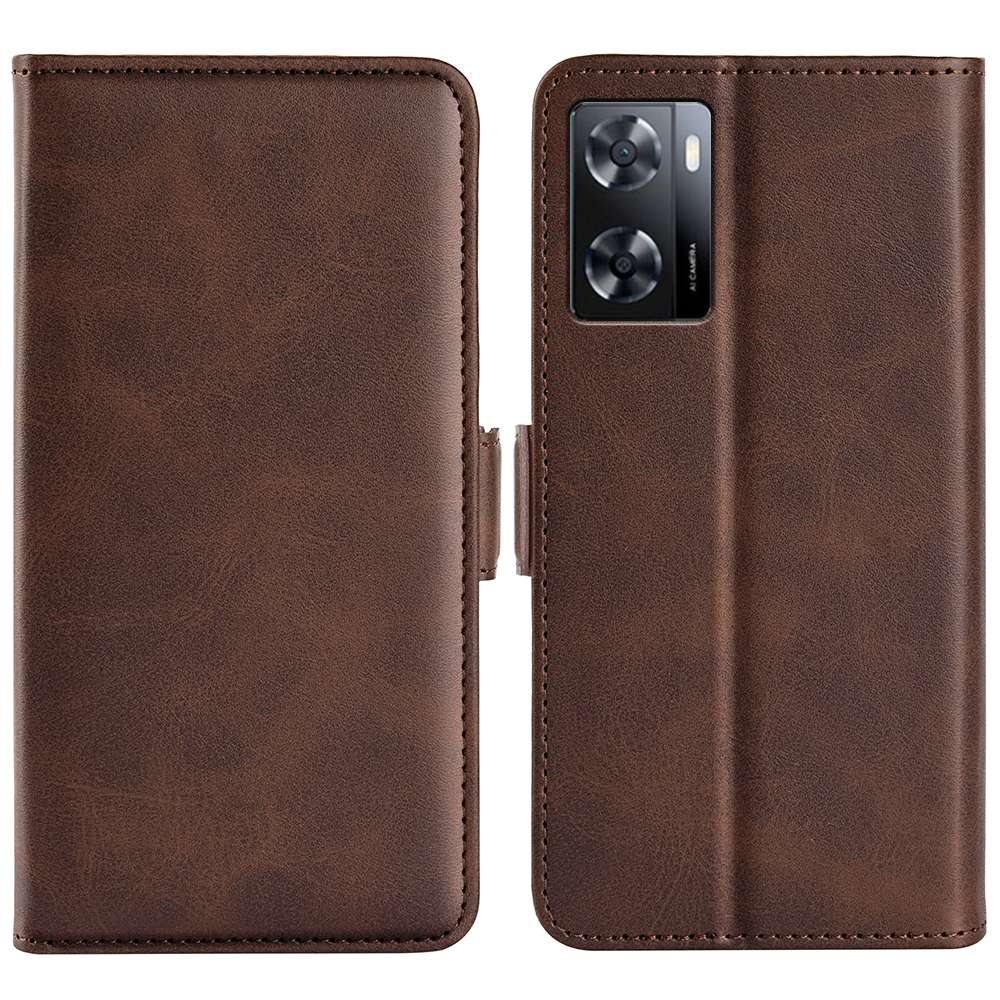 For OPPO A57 4G Dual-side Magnetic Buckle Horizontal Flip Leather Phone Case(Black)