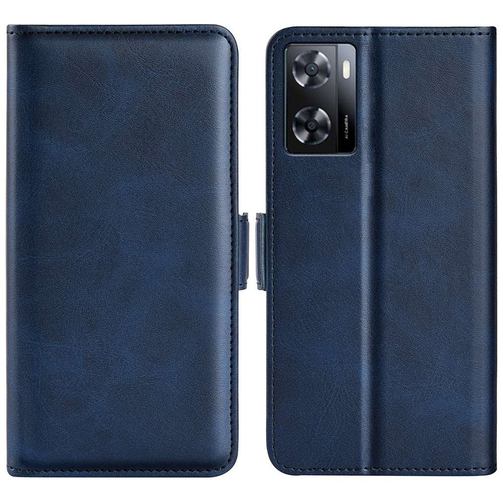 For OPPO A57 4G Dual-side Magnetic Buckle Horizontal Flip Leather Phone Case(Black)