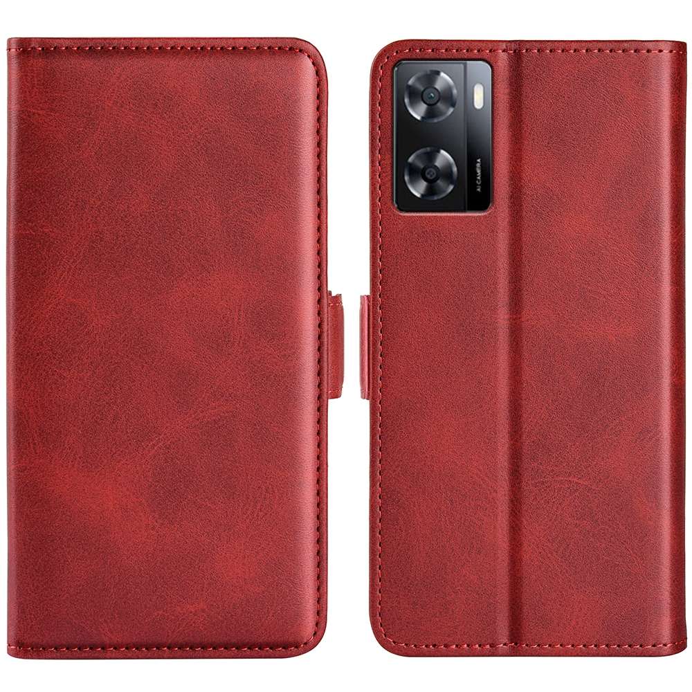 For OPPO A57 4G Dual-side Magnetic Buckle Horizontal Flip Leather Phone Case(Black)
