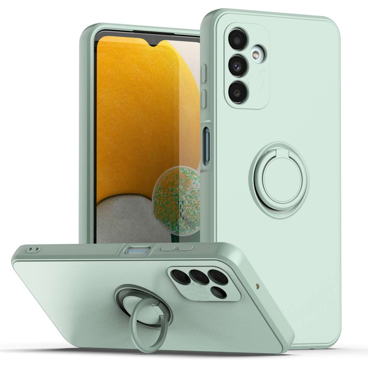 Ring Kickstand Silicone Phone Case For Samsung Galaxy A14 5G(Black)