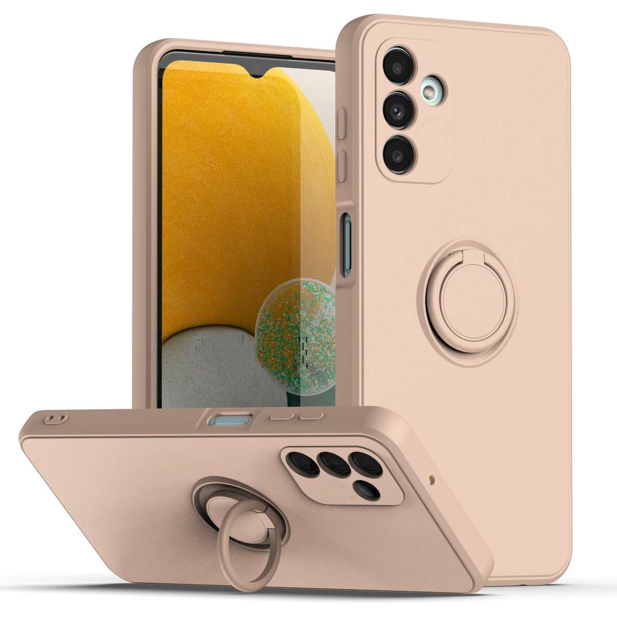 Ring Kickstand Silicone Phone Case For Samsung Galaxy A14 5G(Black)