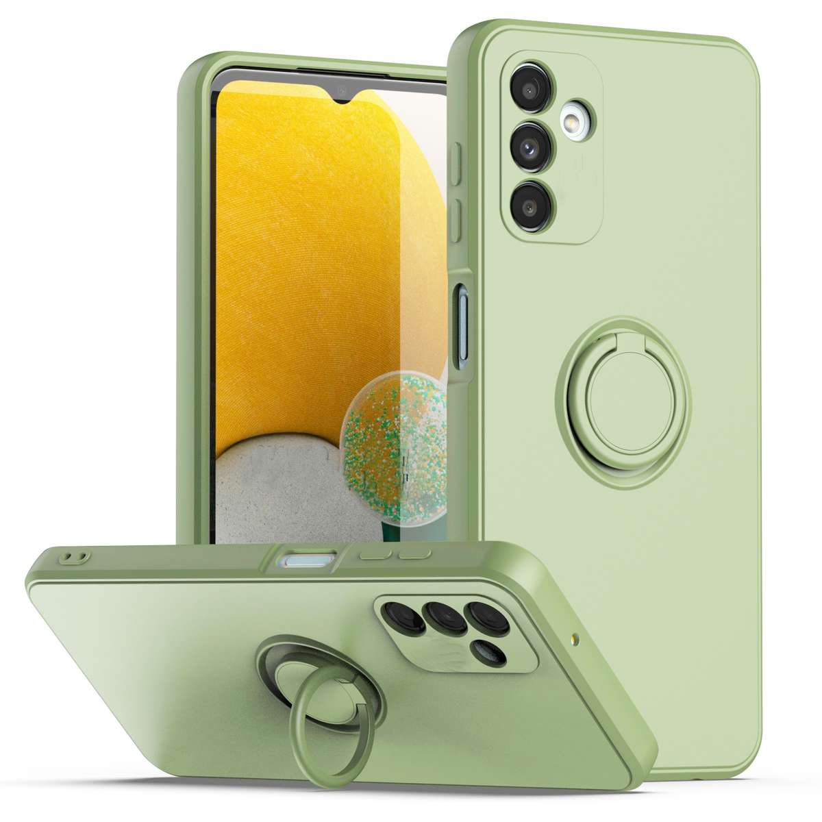 Ring Kickstand Silicone Phone Case For Samsung Galaxy A14 5G(Black)