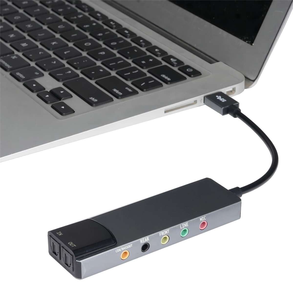HY-601 6 in 1 USB Multi-Functional Sound Card USB + Audio 3.5 + 7.1CH / OPTICAL(Argent)