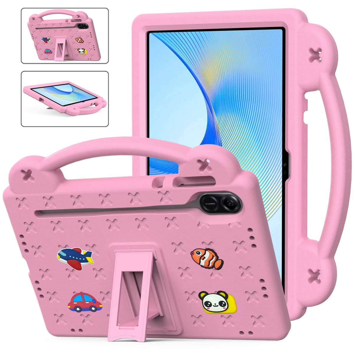 For Honor Pad X9 Handle Kickstand Children EVA Shockproof Tablet Case(Pink)