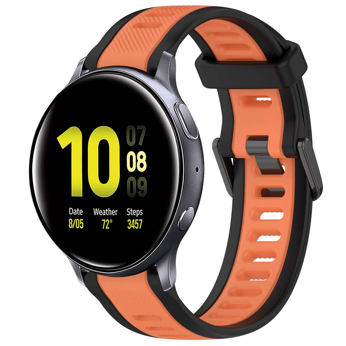 For Samsung Galaxy Watch Active 2 44mm 20mm Two Color Textured Silicone Watch Band(Orange+Black