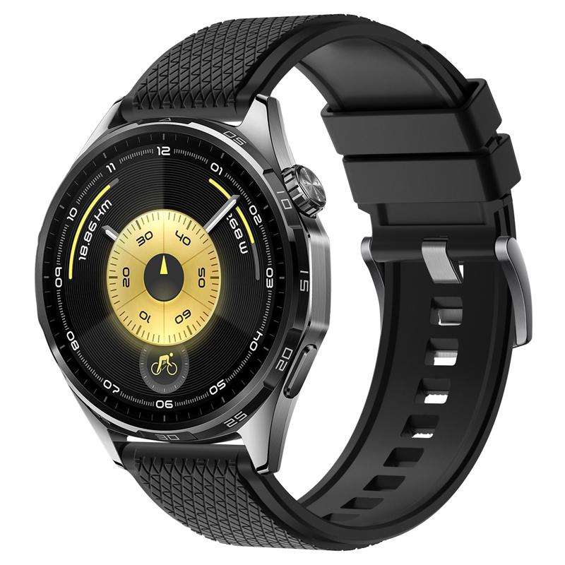 22mm Longines Texture Fluororubber Watch Band(Black)