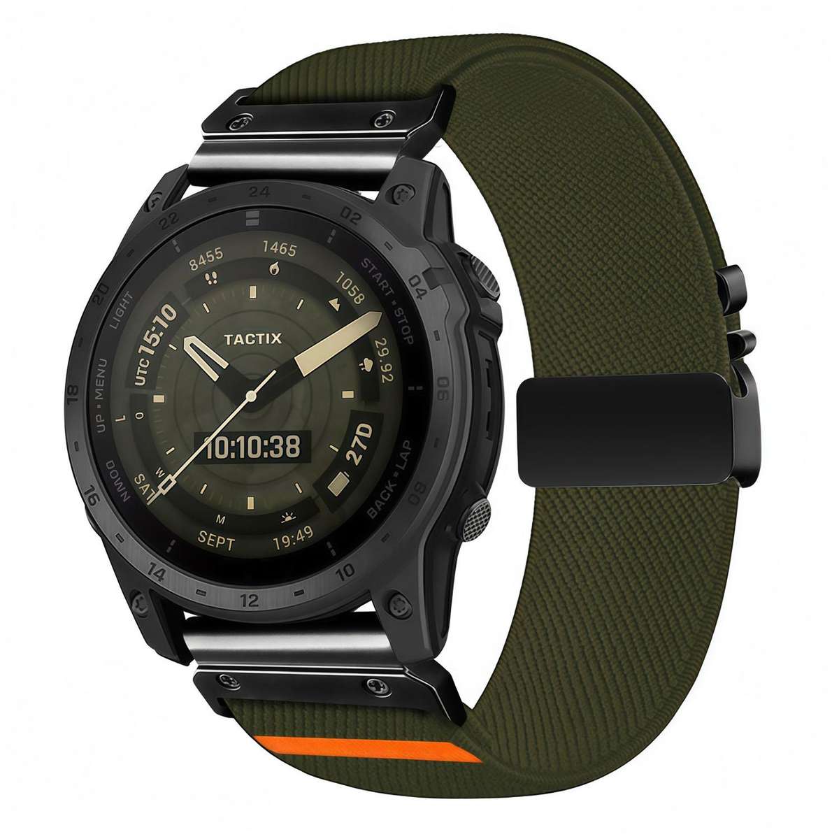 For Gamin 26mm Parachute Buckle Diagonal Weave Stretch Nylon Watch Band(Space Grey)