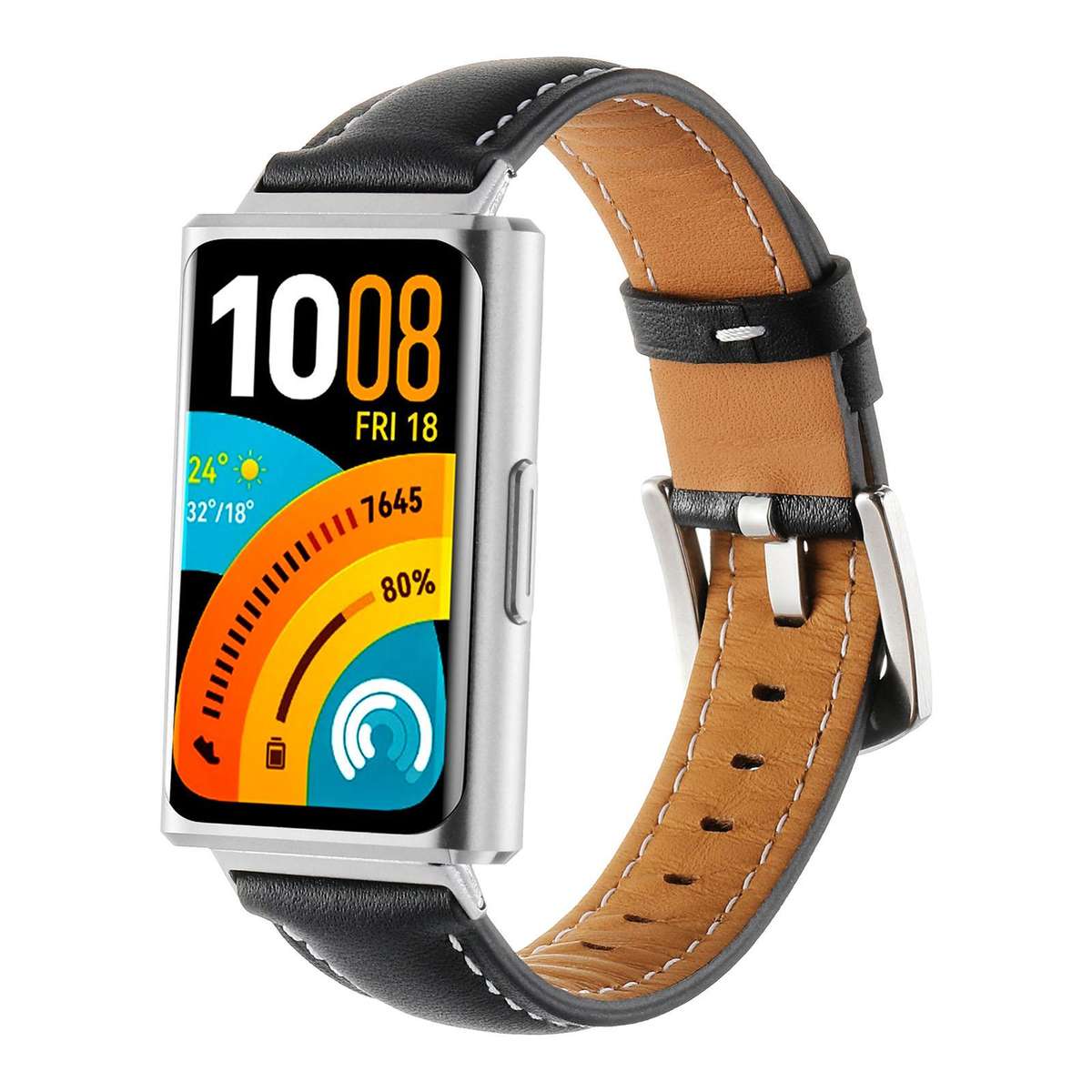 For Huawei Band 11 / Band 11 Pro Plain Genuine Leather Watch Band(Black)