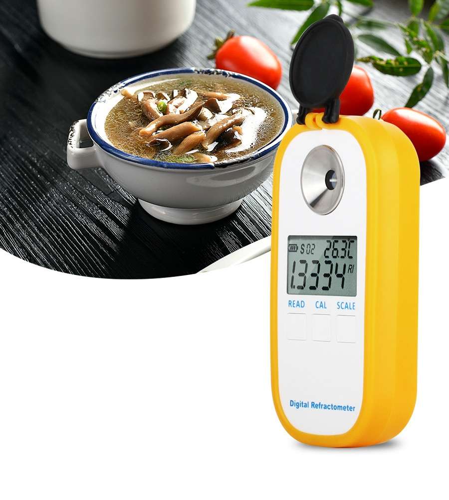 DR201 Digital Salt Refractometer Salinity Specific Gravity Meter 0~28% Refractometer Food Salt Conte