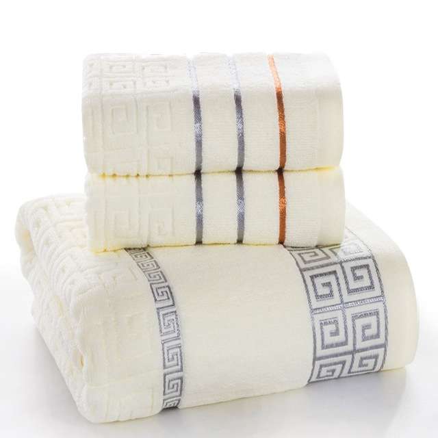 3 PCS Plaid Cotton Towel Bath Set(Dark Gray)
