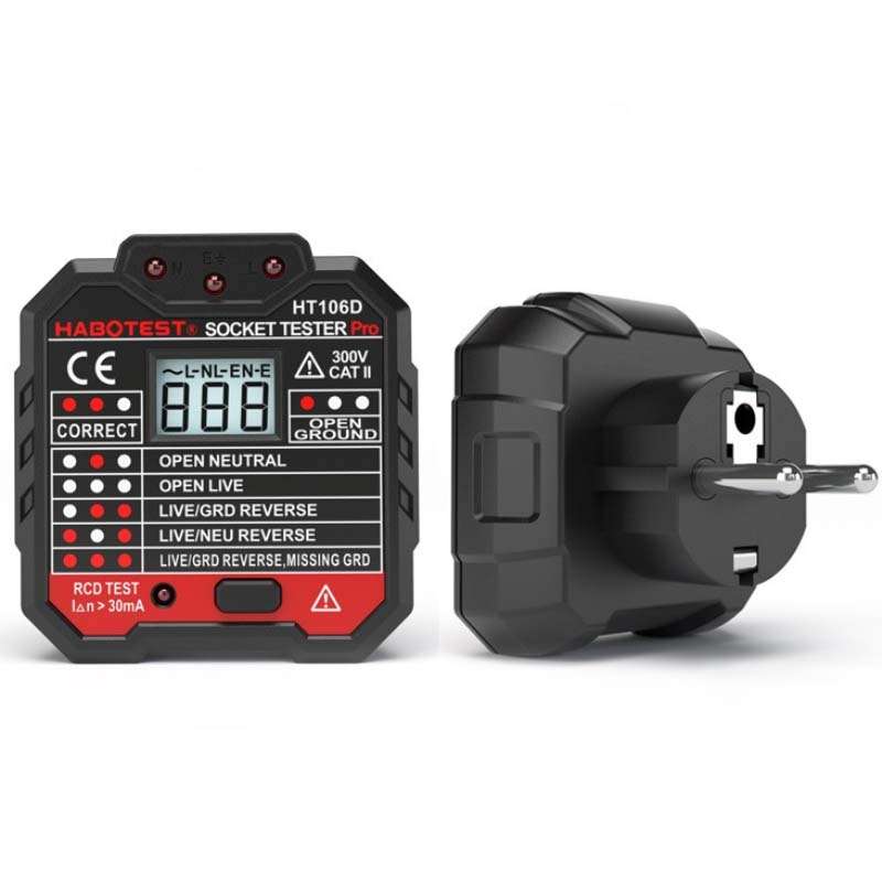 HT106 Socket Testers Voltage Test Detector Ground Line Neutral Line Live Line Leakage Electroscope(U