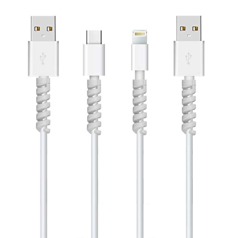 4pcs Spiral Style Silicone Data Cable Protective Cover Anti-wire Break Winder(Black)